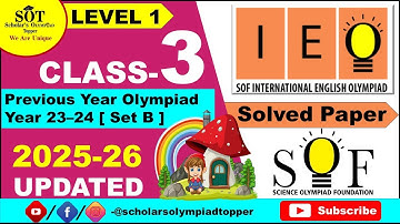 Class 3 IEO | SOF Previous Year Solved Paper 2 | International English Olympiad | IEO Olympiad