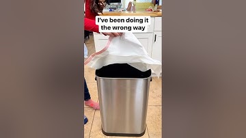 Easy way to put in a trash bag  #trash #trashbags #kitchentips #cleaning