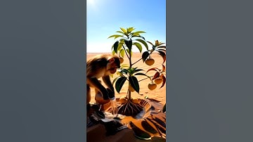 😭😭😭 The monkey saved the mango plant from drying out by watering it.😭#save#ai#tree#monkey#mango#tree
