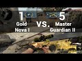 1 (Gold Nova I) vs. 5 (Master Guardian)