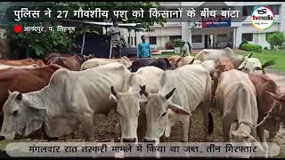 आनंदपुर पुलिस ने 27 गौवंशीय पशु को किसानों के बीच बांटा, तस्करी मामले में किया था जब्त, तीन गिरफ्तार