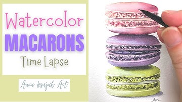 Realistic Watercolor Illustration - Macaron Cookies Tutorial