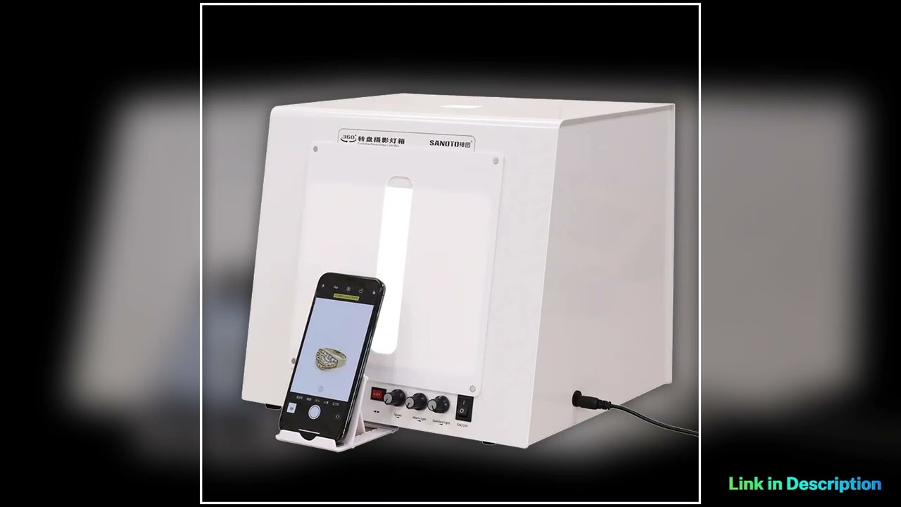 SANOTO Mini Photo Studio Photography Light Box Softbox Builtin Rotating Turntable For Jewelry Photo