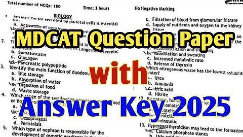 MDCAT Answer key 2025 KMU szabmu uhs duhs MDCAT question paper 2025 MDCAT 2025 answer key 