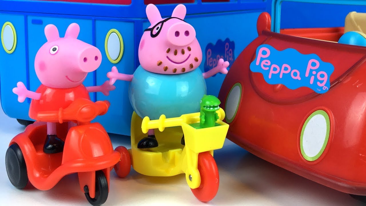 PEPPA SI TATI PORCUSOR VIZITEAZA MUZEUL DE MIJLOACE DE TRANSPORT - NE JUCAM CU VEHICULE PEPPA PIG - YouTube