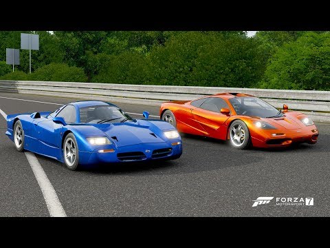 forza-7-drag-race:-nissan-r390-vs-mclaren-f1