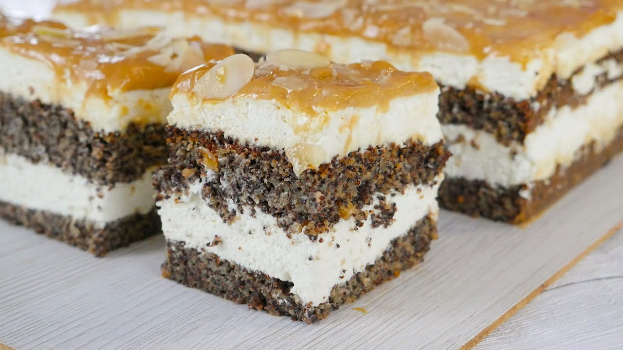 Makowa krówka - przepyszne ciasto makowe z polewą krówkową