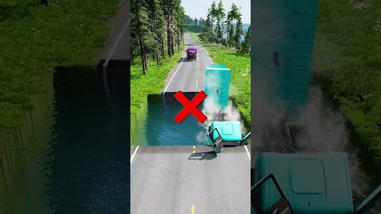 Dump trucks vs massive water pit #11 