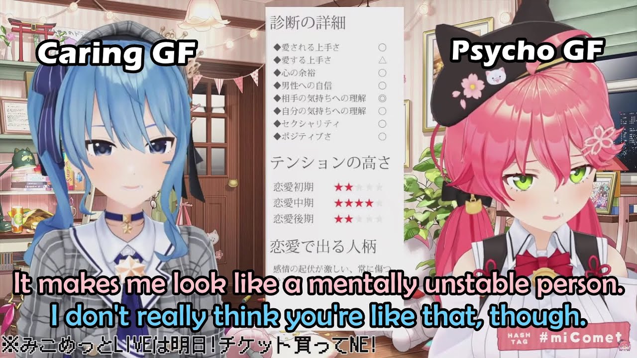 Miko and Suisei's Romantic Relationship Assessment:  Almost Perfect Suisei vs Possesive Miko
