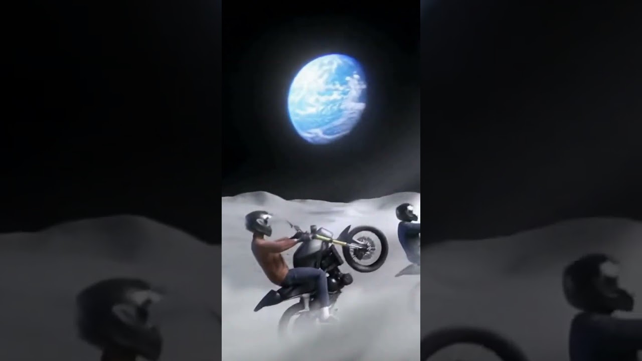 bike rider on moon 