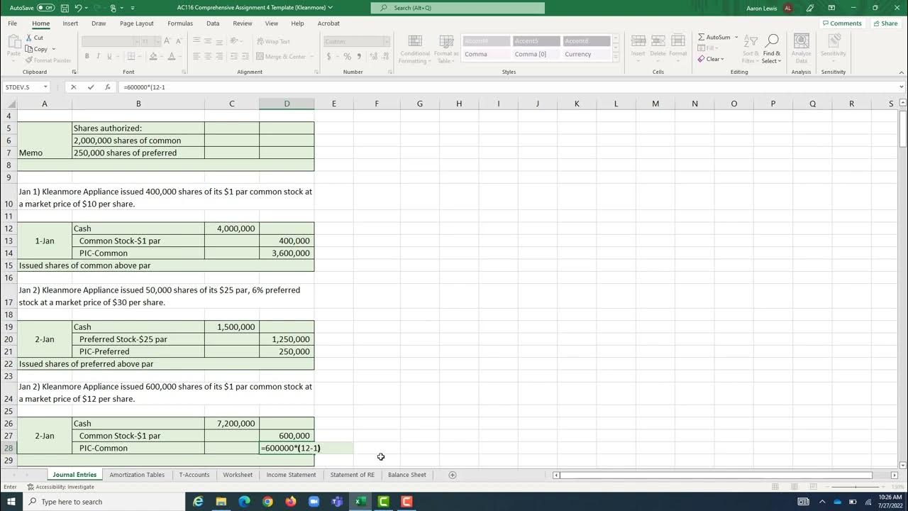 AC116 Comprehensive Assignment 4 Example Problem Part One - YouTube