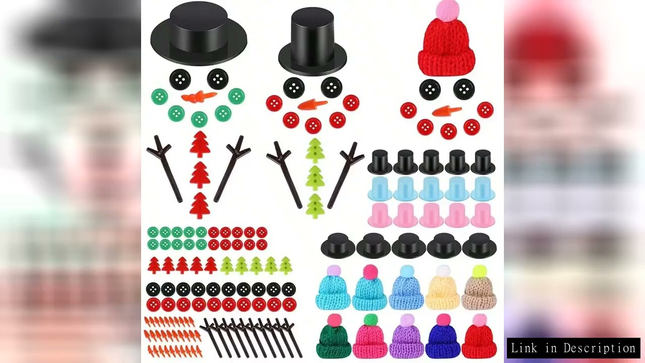 115/125/185pcs Christmas Snowman Craft with Mini Knit Hats Carrot Noses Buttons Tiny Black Buttons T