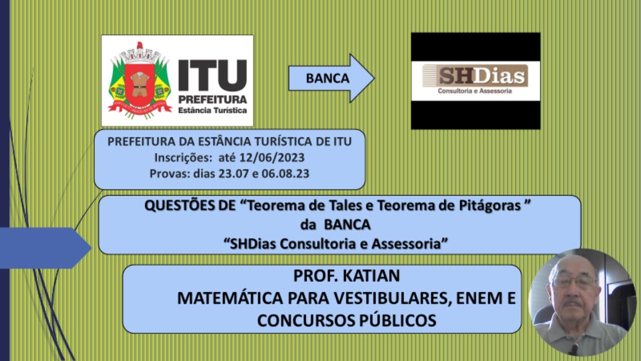 AULA 16 - BANCA SHDias - Prefeitura de Itu -Considere que a medida de EF seja o dobro de DE. Sabendo