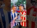 Aficionados del Atlético y la Real Sociedad en Sevilla antes de la final