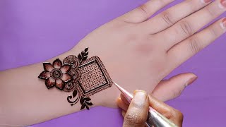 Simple gulf mehndi design leasy arabicmehndi design |latest back hand henna design by sadia screenshot 5