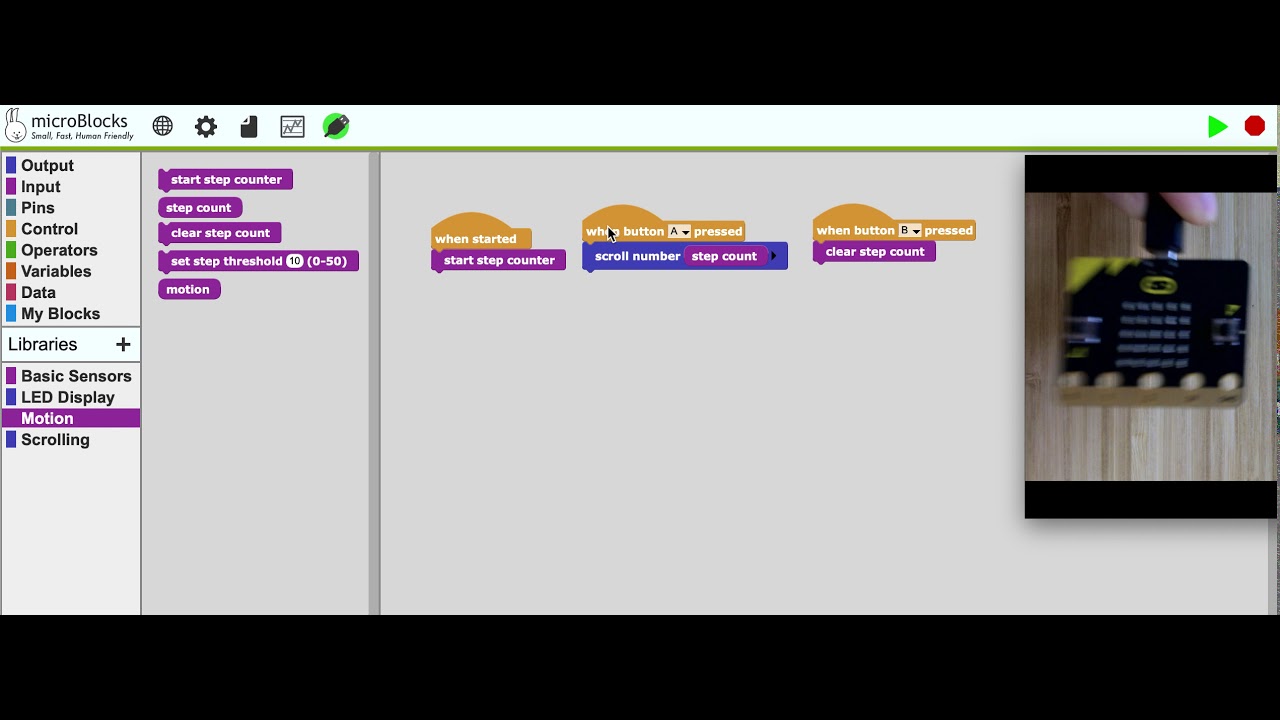 MicroBlocks Activity Card: Counting Your Steps - YouTube
