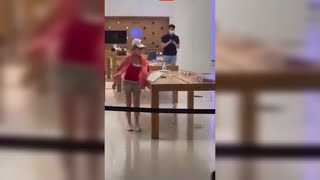 WATCH: Angry customer destroys an Apple Store because of poor service.