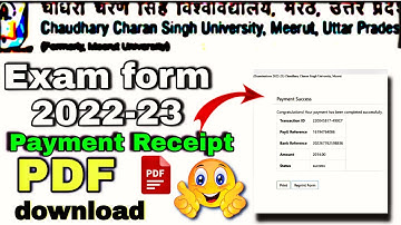 CCSU Exam form payment receipt PDF file download 2022||ccsu Exam form kaise fill kare#ccsu#examform