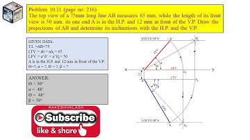 Problem 10.11 |PROJECTIONS OF STRAIGHT LINES-2| |ENGINEERING DRAWING BY N.D.BHATT|