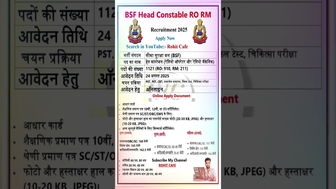 BSF HEAD CONSTABLE RO RM full details// 