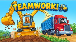 Farm Works: Bruno Working Excavator Loading Dirt | Real Farm Animation