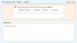 Year 5 Assessment SPAG Q16