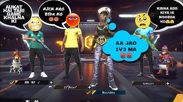 🤑Random 3 Rich Players Call Me Noob and I challenge for room 1v3🤬  Noob Prank part 1