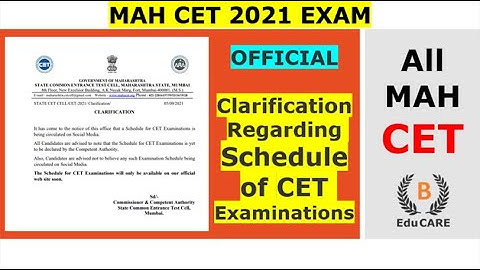 Official Latest Update - Clarification by CET CELL About MH CET 2021 Exam Date