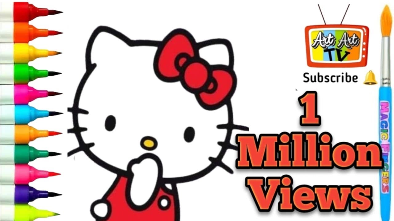 Hello kitty Drawing|Painting and colouring for kids and toodlers|Art ...