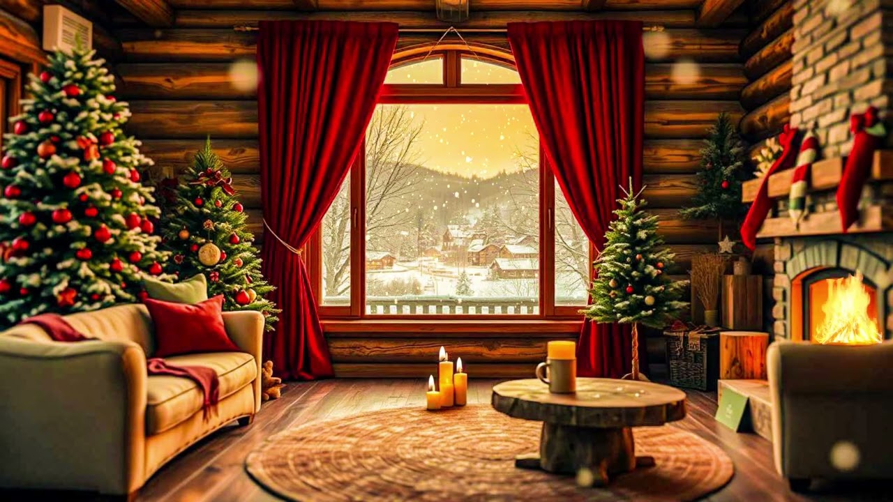 Peaceful Christmas Music for Relaxation🎄Relaxing Christmas Ambience   Warm Fireplace and Soft Snow