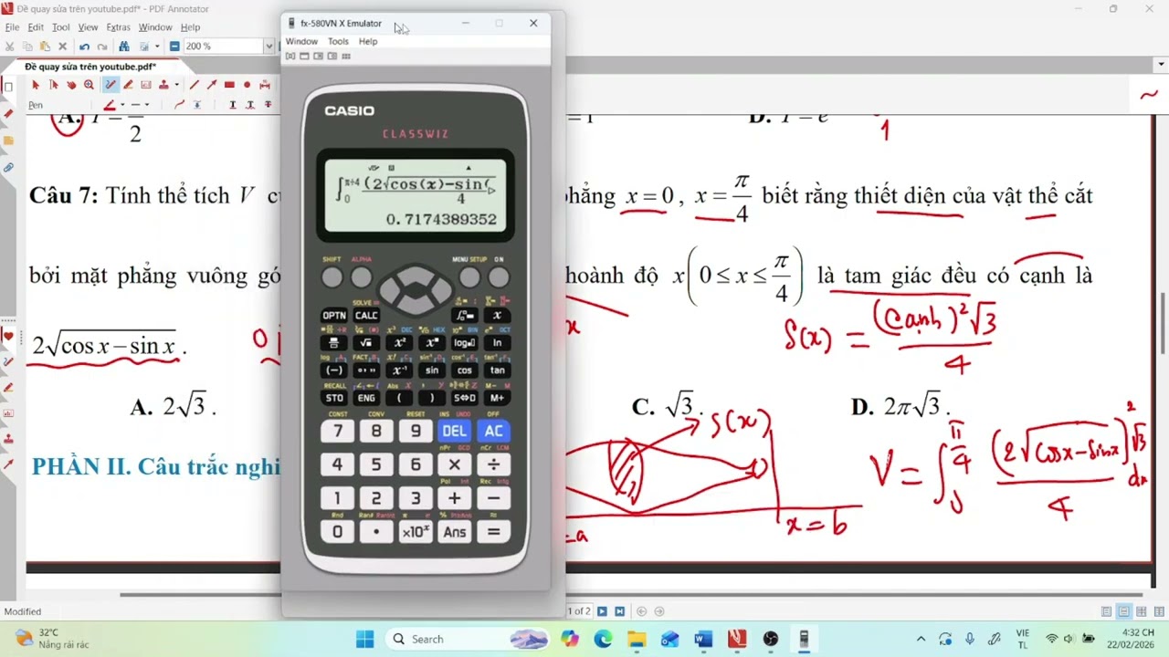 Hướng dẫn sửa đề tham khảo 15p- Nguyên hàm - tích phân và ứng dụng - đề 1