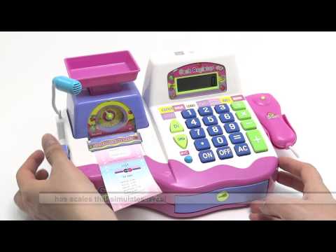 Toy cash register girls SCALE CALCULATOR AND SOUNDS INCLUDES ACCESSORIES