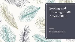 Sorting and filtering in MS Access| class 8
