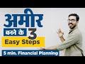 अमीर कैसे बनें | How to GET RICH ? Your 3 Step Financial Plan | Investment Planning for Beginners