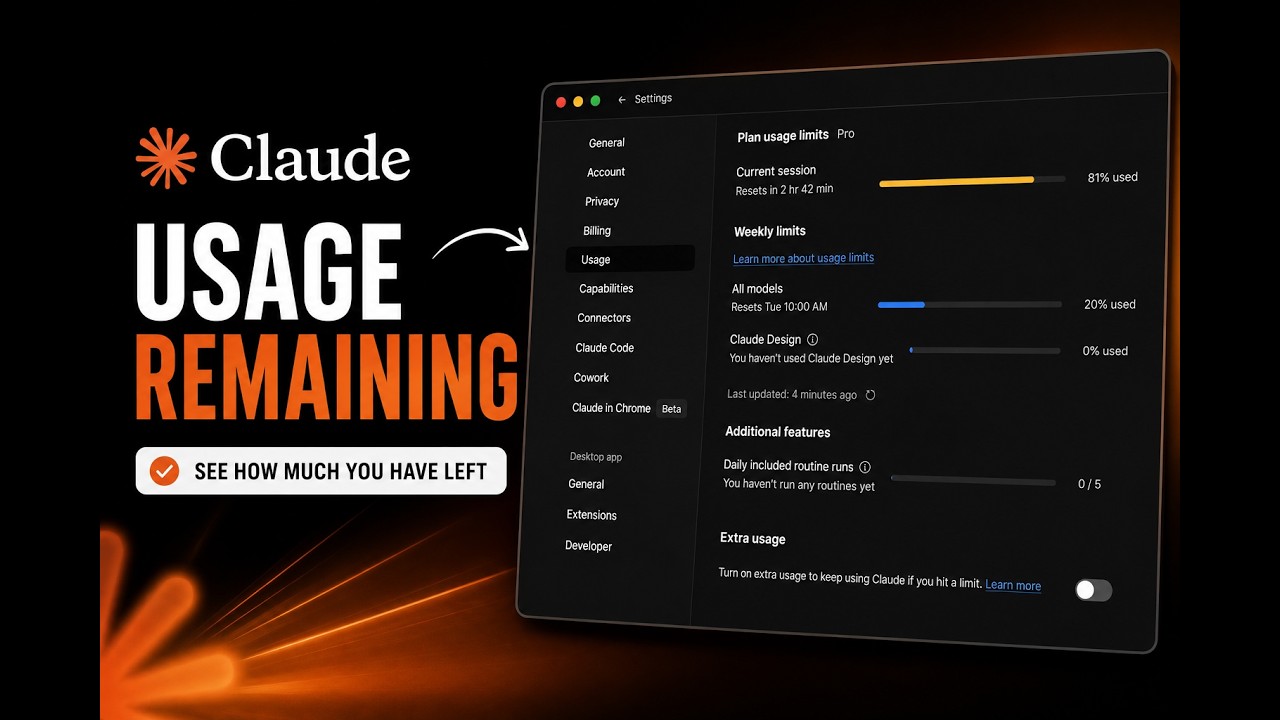 How to Check Claude Usage Remaining (Desktop App Guide) - YouTube