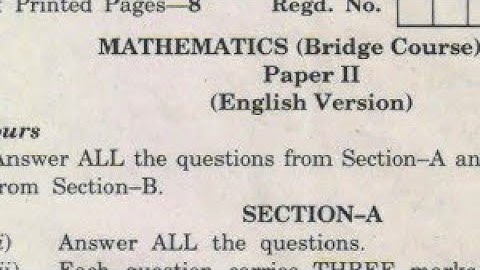 AP -  Bridge course 1St year/Model Question paper in Mathematics -1