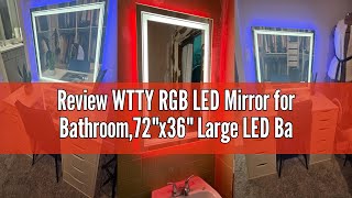 Review Wtty Rgb Led Mirror For Bathroom,72X36 Large Led Bathroom Mirror With Backlit And Front Lig