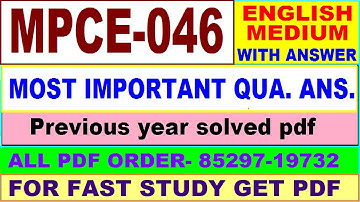 mpce 046 important questions / mpce 46 previous year question paper in English / ma psychology study
