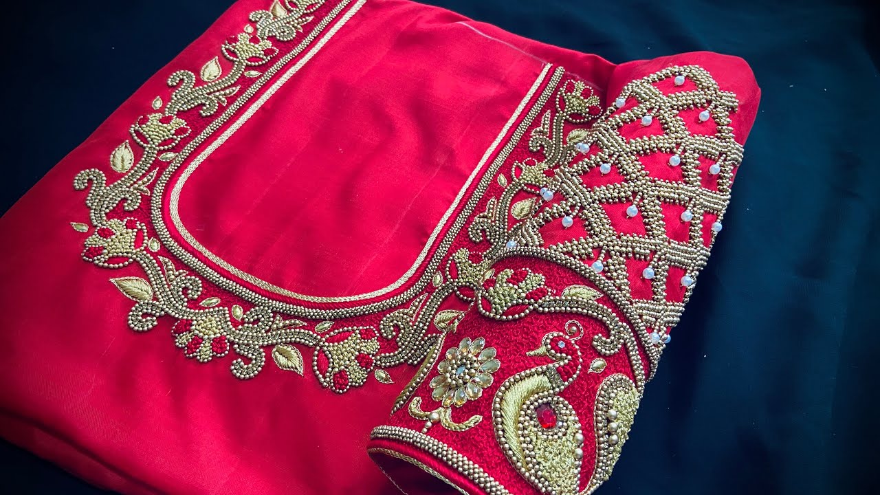 Elegant and heavy bridal blouse neck design