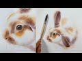 Sweet little bunny painted in watercolor - WET ON WET