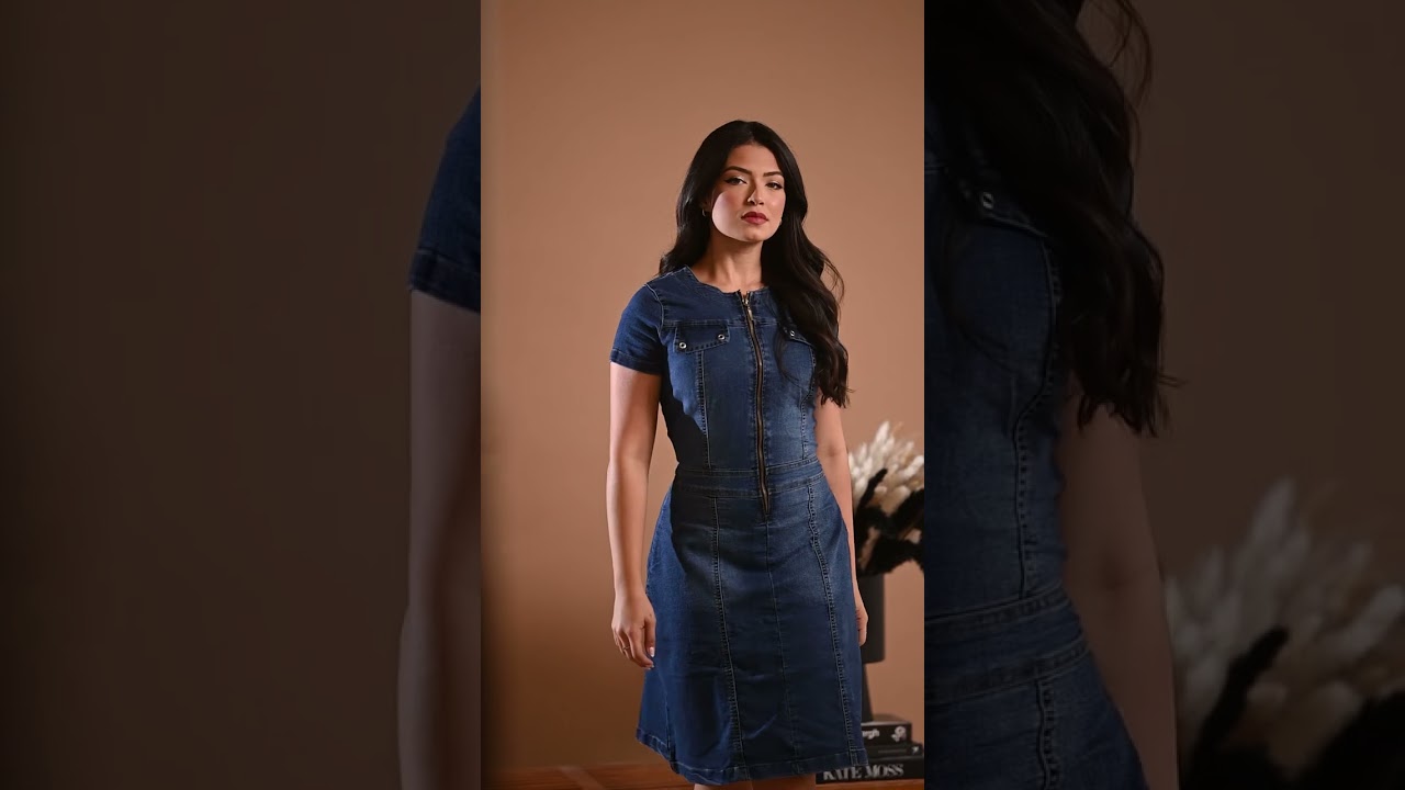 Vestido Jeans Evangélico Anagrom Com Aba e zíper Ref.5024