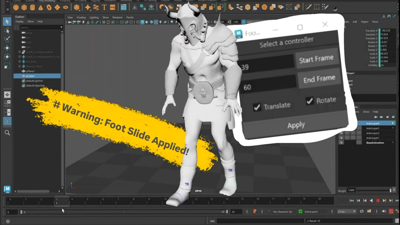 Demo Foot Slide Tool ll Python scripting in Maya - YouTube