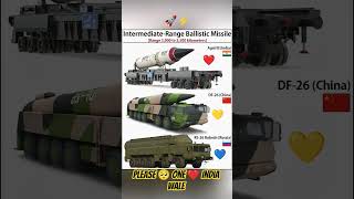 Intermediate-Range Ballistic Missile : Agni III (India)DF-26(China)RS-26 Rubezh(Russia)#india#russia
