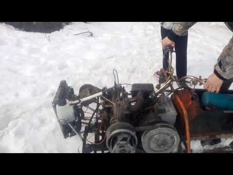 Снегоход чудовище с лодочным двигателем ВИХРЬ-25