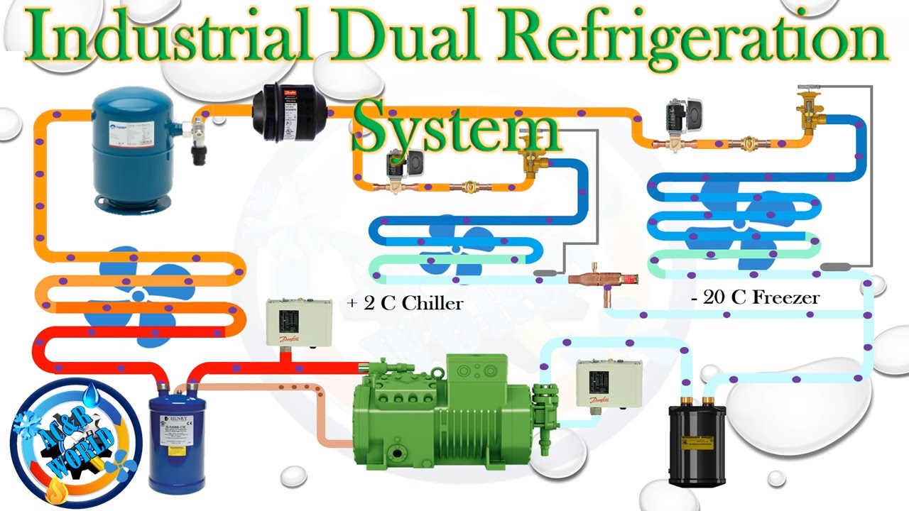 Basic Dual Refrigeration Cold Room System Dual Refrigeration System Animation Video AC&R