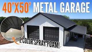Custom 40'x50' Red Iron Metal Garage | Installation & FULL TOUR! | WolfSteel Buildings