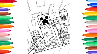 Minecraft Coloring Page  / Coloring book by Minecraft  / Drawing Minecraft / How to draw Minecraft.