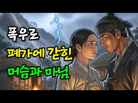 폭우 산사태로 흉가에 들어가 갇힌 과부와 머슴이야기. 민담,전설,설화.야사.옛날이야기.오디오북.수면동화