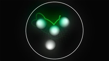 A ball orbiting 4 rotating spheres but the gravity is increasing.