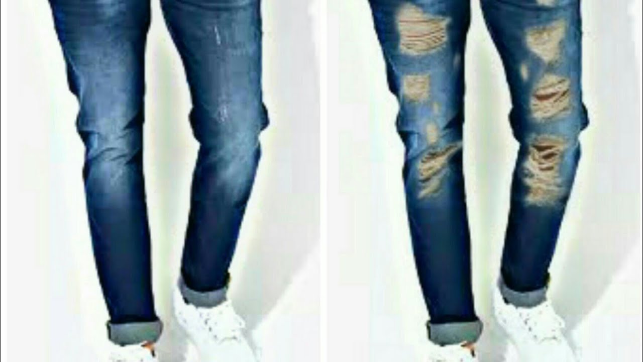 simple damage jeans